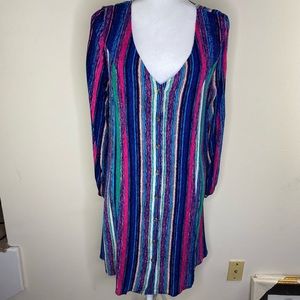 KORI America multicolored tie back button front dress womens size small NWT
